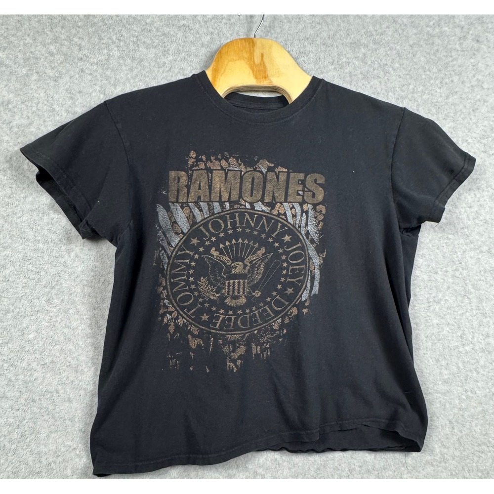 Ramones Graphic T-Shirt Mens L Black Excellent Distressed Seal Logo Punk Rock